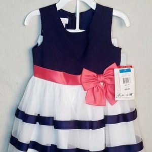Navy Blue, Pink & White Dress Size 24 Months